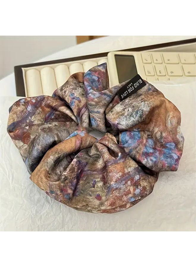 ضوء القهوة مونيه مستوحاة من لوحة زيتية أربطة الشعر تصميم المناظر الطبيعية الفنية عصابات الشعر للنساء - Image 5